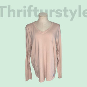 Carhartt V Neck Long Sleeve‎ Work T Shirt Womens Top Pink Casual